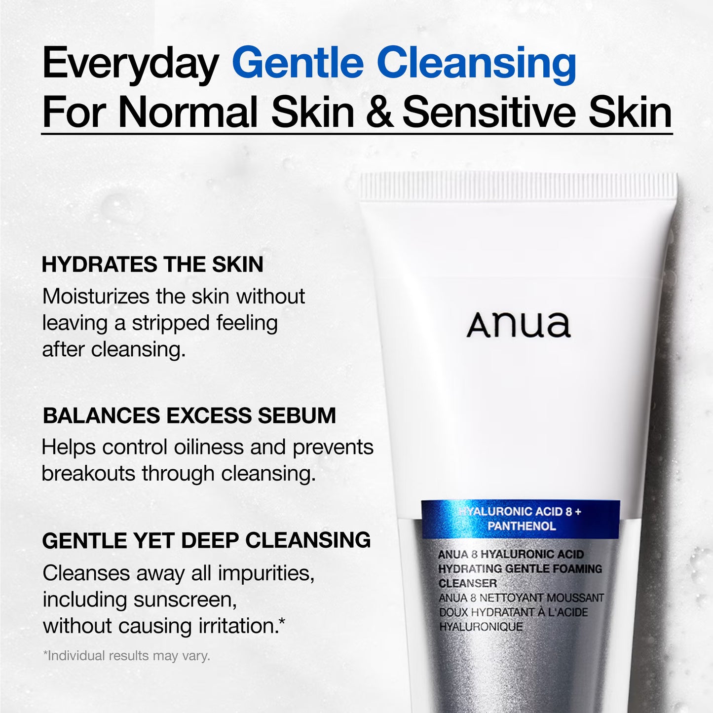 Anua 8 Hyaluronic Acid Hydrating Gentle Foaming Cleanser – 8 Katmanlı Hyaluronik Asit İçeren Nazik Köpük Temizleyici